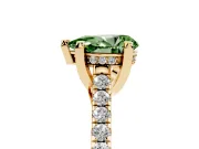 Pear-Shaped Hidden Halo Pave Engagement Ring Setting for a Fancy Green Lab-Grown Diamond | Claw Prongs | Yellow Gold