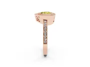 Fancy Yellow Heart Cut Diamond Round Halo Ring Set in Rose gold with Pavé Band
