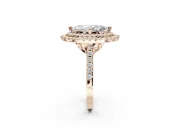 Marquise Lab-Grown Diamond Double Halo Statement Ring Set in Rose Gold with Pavé Band