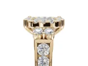 Cushion Cut Halo Side Cluster Engagement Ring Setting | Graduated Channel Band | Yellow Gold