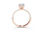 Cushion Cut Pave Solitaire Engagement Ring Setting | Fine Line Pave Band | Rose Gold