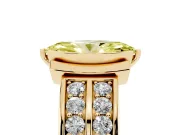 Marquise Half Bezel Engagement Ring Setting for a Fancy Yellow Lab-Grown Diamond | Double Row Channel Band | Yellow Gold