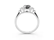 Oval Cluster Accent Engagement Ring Setting for a Black Center | Plain Band | White Gold