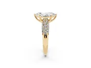 Marquise Multi Row Pave Solitaire Engagement Ring Setting | Domed Shoulders | Yellow Gold