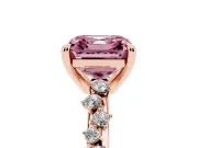 Asscher Cut Graduated Accent Engagement Ring Setting for a Fancy Pink Lab-Grown Diamond | Rose Gold