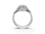Marquise Vintage Bezel Engagement Ring Setting for a Fancy Yellow Lab-Grown Diamond | Engraved Band | Platinum