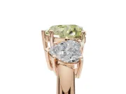 Heart-Shaped Three Stone Engagement Ring Setting for a Fancy Yellow Lab-Grown Diamond | Plain Band | Rose Gold