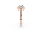 Cushion Cut Framed Halo Engagement Ring Setting | Graduated Pavé Band | Rose Gold