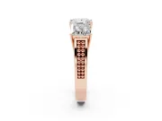 Princess Cut Three Stone Engagement Ring Setting | Beaded Shoulders | Rose Gold