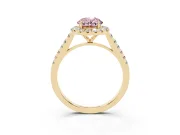 Oval Halo Engagement Ring Setting for a Fancy Pink Lab-Grown Diamond | Pave Shoulders | Yellow Gold