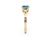 Asscher Cut Tapered Solitaire Engagement Ring Setting for a Fancy Blue Lab-Grown Diamond | Claw Prong Head | Yellow Gold