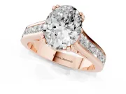 Oval Cathedral Channel Set Engagement Ring Setting | Double Claw Prongs | Rose Gold