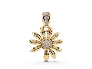 Round Lab-Grown Diamond Daisy Flower Pendant Necklace | Graduated Stone Bail | Yellow Gold