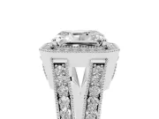 Radiant Cut Vintage Milgrain Halo Engagement Ring Setting | Pave Split Shank | Platinum
