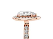 Pear-Shaped Bezel-Rim Halo Engagement Ring Setting | Pave Band | Rose Gold