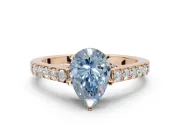 Pear-Shaped Pavé Solitaire Engagement Ring Setting for a Fancy Blue Lab-Grown Diamond | Crossover Gallery | Rose Gold