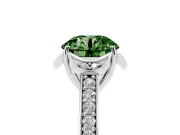 Fancy Green Round Cut Diamond Halo Ring Set in Silver with Channel Set Band and Prong Setting