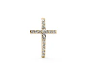 Round Lab-Grown Diamond Pavé Cross Pendant Necklace | Straight Beams | Yellow Gold