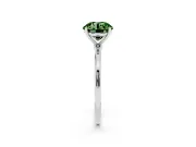 Fancy Green Round Cut Diamond Solitaire Engagement Ring Set in Silver with Thin Band and Prong Setting