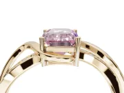 Emerald Cut Bypass Solitaire Engagement Ring Setting for a Fancy Pink Lab-Grown Diamond | Pavé Strands | Yellow Gold