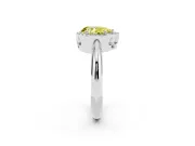 Fancy Yellow Pear Cut Diamond Halo Engagement Ring Set in White gold with Plain Split Shank and Prong Setting