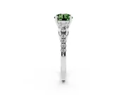 Round Three-Stone Engagement Ring Setting for a Fancy Green Lab-Grown Diamond | Platinum