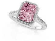 Radiant Cut Halo Engagement Ring Setting for a Fancy Pink Lab-Grown Diamond | Platinum - Design NV-24729