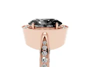 Oval Milgrain Halo Engagement Ring Setting for a Black Center | Side Stones | Rose Gold