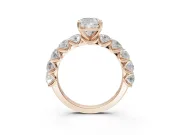 Cushion Cut Side Stone Engagement Ring Setting | Scalloped Prong Accents | Rose Gold