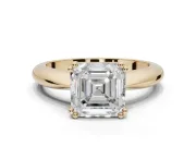 Princess Cut Tapered Solitaire Engagement Ring Setting | Double Claw Prongs | Yellow Gold