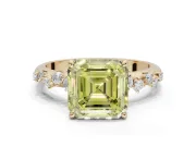 Asscher Cut Graduated Solitaire Engagement Ring Setting for a Fancy Yellow Lab-Grown Diamond | Yellow Gold