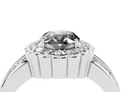 Fancy Black Oval Cut Diamond Scalloped Halo Ring Set in Platinum with Pavé Split Shank
