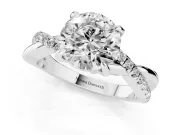 Round Pavé Twist Engagement Ring Setting | Crossover Band | Sterling Silver