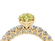 Fancy Yellow Marquise Cut Diamond Solitaire Ring Set in Yellow gold with Shared Prong Pavé Band