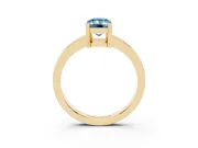 Fancy Blue Emerald Cut Diamond Solitaire Ring Set in Yellow gold with Prong Head and Smooth Polished Band