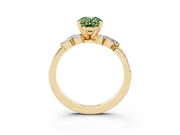 Oval Floral Engagement Ring Setting for a Fancy Green Lab-Grown Diamond | Yellow Gold