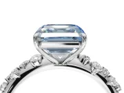 Asscher Cut Graduated Solitaire Engagement Ring Setting for a Fancy Blue Lab-Grown Diamond | White Gold