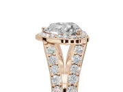 Heart-Shaped Halo Pavé Engagement Ring Setting | Narrow Split Shank | Rose Gold