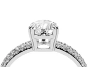 Pear-Shaped Three Row Pave Solitaire Engagement Ring Setting | Double Claw Prongs | White Gold