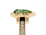 Pear-Shaped Rimmed Halo Engagement Ring Setting for a Fancy Green Lab-Grown Diamond | Yellow Gold