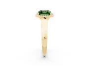 Fancy Green Asscher Cut Diamond Halo Ring Set in Yellow gold with Cathedral Band and Prong Setting