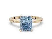 Radiant Cut Solitaire Engagement Ring Setting for a Fancy Blue Lab-Grown Diamond | Tapered Plain Band | Yellow Gold
