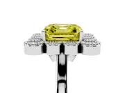 Asscher Cut Milgrain Cluster Halo Engagement Ring Setting for a Fancy Yellow Lab-Grown Diamond | Plain Band | Platinum