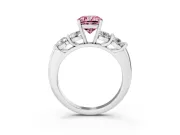Cushion Cut Five Stone Engagement Ring Setting for a Fancy Pink Lab-Grown Diamond | Plain Band | Sterling Silver