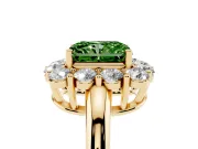 Radiant Cut Cluster Halo Engagement Ring Setting for a Fancy Green Lab-Grown Diamond | Large Round Accents | Yellow Gold