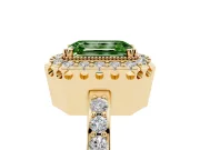 Emerald Cut Milgrain Halo Engagement Ring Setting for a Fancy Green Lab-Grown Diamond | Pavé Shoulders | Yellow Gold