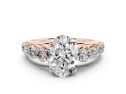 Oval Graduated Side Stone Engagement Ring Setting | Flat Top Band | Rose Gold