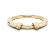 Plain Notched Contour Wedding Band | Twin Raised Tabs | Yellow Gold