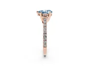 Pear-Shaped Hidden Halo Pave Engagement Ring Setting for a Fancy Blue Lab-Grown Diamond | Claw Prongs | Rose Gold
