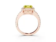 Asscher Cut Pave Halo Engagement Ring Setting for a Fancy Yellow Lab-Grown Diamond | Rose Gold